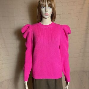 NWT New Cliche Puff Sleeve Hot Pink Sweater Size M